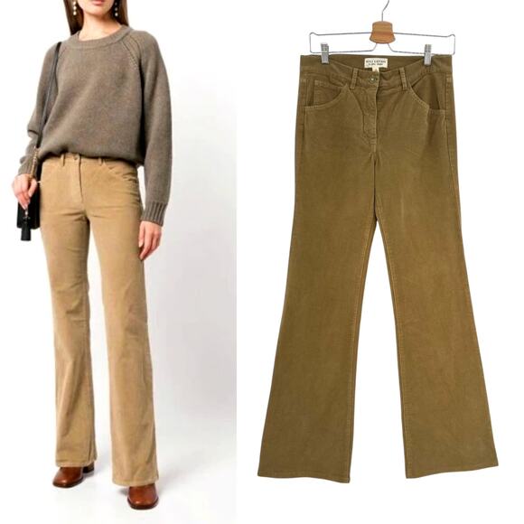 Nili Lotan Celia Corduroy Pants Bootcut Khaki Tan Camel Size US 4 - Picture 1 of 13